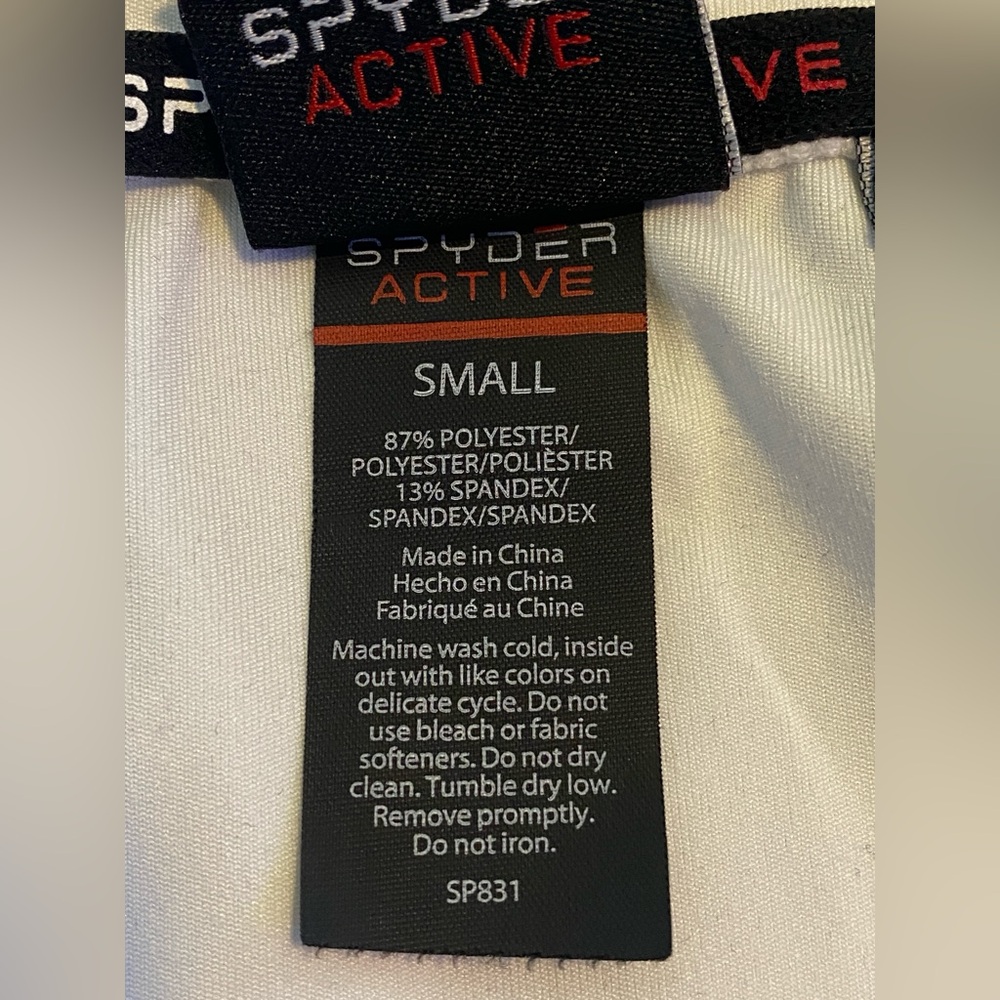 Spyder Active White Jacket Size Small Athletic Thumb Holes Full Zip - Picture 3 of 9